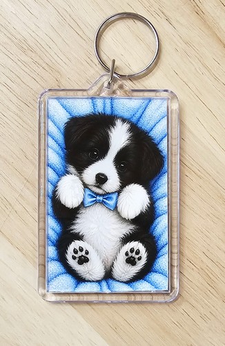 Border collie puppy - puppy, keychain