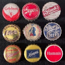 9 CORK BEER BOTTLE CAP GETTELMAN GEYER'S GLUEK'S HANLEY'S HAMM'S BRAUMEISTER OLD