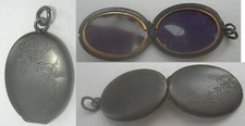 circa 1900 LOCKET pendant opening door photos of mourning blackened steel