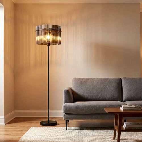 Lampe sur pied noir fumé - lampe,