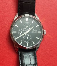 Montre Homme Lotus Date Day L18219 Boîtier en acier bracelet en cuir En TBE