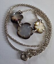 collier chaîne pendentif en argent massif ; Nacre, Fleurs