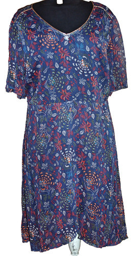 Robe voile imprimée - bleu, nuit