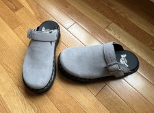 NWOB Dr Martens Zebzag Mules US Womens 8 EU 39 Dove Gray Suede 