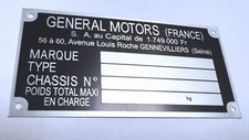 Plaque constructeur GENERAL MOTORS - Plaque constructeur CORVETTE