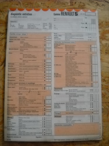 Fiches diagnostic entretien - diagnostic,
