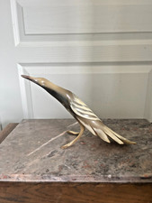 Ancien Sculpture Oiseau Grue