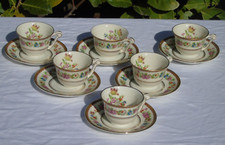 Raynaud Limoges Porcelain Mocha 6 Cups Set