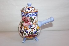 Gien earthenware chocolate maker, peonies decor, height 20 cm