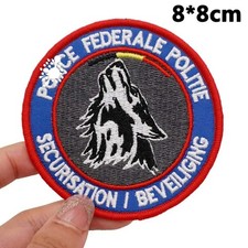 Patch Police Fédérale Belgique – 8x8 cm – Loup / Sécurisation – Scratch au dos