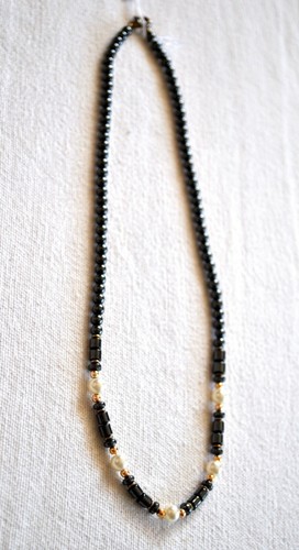 Collier vintage hématite - en,