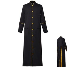 Men Retro Ethnic Men Robe Religion Robes Casual Cosplay Cassock Clergy Coat:a