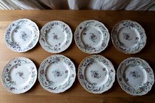 Lot of 8 Cauldon Flowers White Earthenware Plates