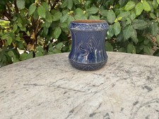 ancien pot à sel en ceramique bleu