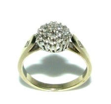 Femmes 9ct 9carat or Jaune Cluster Diamant Bague Taille N