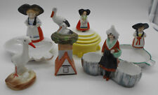 LOT OF 6 ALSATIAN FIGURES ASHTRAY SALTERON GERMAN PORCELAIN BOX