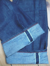 RALEIGH INDIGO BLUE BUTTON-FLY SELVEDGE DENIM JEANS - sz. 36W x 32L - NEW !