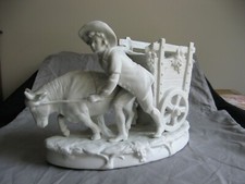 Very nice antique porcelain cookie a farmer with an beef and his cart