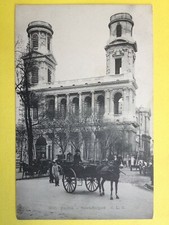 Old postcard Paris transport circulation hitch car carriage horses scaffolding