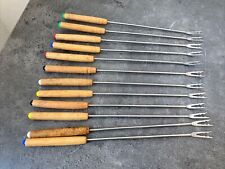 12 Pics A Fondue Fourchette 2 Dents Manches Bois Bout Couleur Rétro Cuisine 