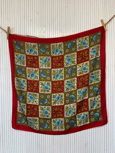 Foulard carré soie rouge - foulard,