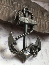 ANTIQUE MARINE ANCHOR GIANT PIN ROPE MILITARY DECORATION TO RESTORE