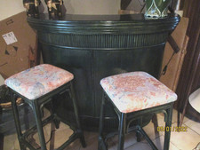 PUR VINTAGE BAR /COMPTOIR ANCIEN AVEC 2 TABOURETS TISSU /COLLECTION/ANNEE 70