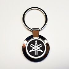 Porte-clés YAMAHA noir acier inoxydable rond