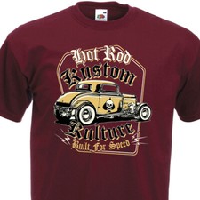 T-shirt HOT ROD - Kustom Kulture Built For Speed -  V8 Ford T Custom Racer Drag