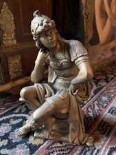 Antique 1880s French bronze spelter Hermes Mercury figural occult statue