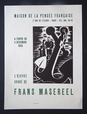 Frans MASEREEL Gravure Affiche originale 1958 Exposition Maison Pensée Marine