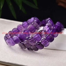 10x14mm Genuine Natural Purple Amethyst Crystal Beads Gemstone Bracelet 7.5"