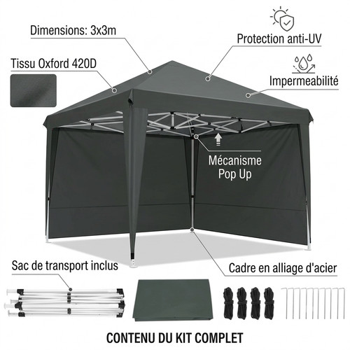 Tonnelle pliante 3x3m - tonnelle, tente