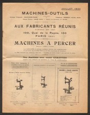 "PARIS (XII°) CATALOGUE / MACHINE TOOLS to DRILL "AUX MANUFACTURERS REUNI" 1924
