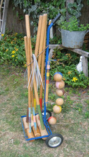 Large Vintage 6 Player Outdoor Garden Croquet Set