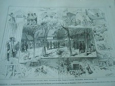 Engraving 1877 - Belgium inauguration drainage galleries under the forest Soignes