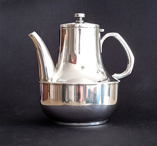 théière métal argenté moderniste vintage France silver plated mid century teapot