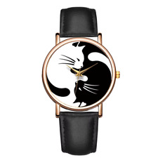 ⌚ Montre Femme  ?? Design Yin & Yang avec Chats Noir et Blanc ⚫⚪