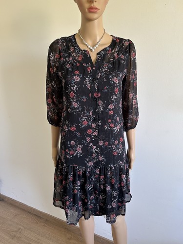 Robe noire fleurie - et, neuve