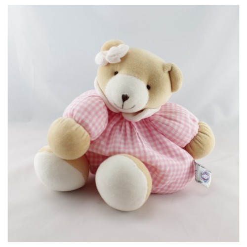 Doudou ours boule - rose, vichy