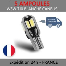5x Ampoules ⚠️ T10 LED W5W 360° Canbus Blanc Veilleuses ⚡ 6000K ✅ Voiture - Moto