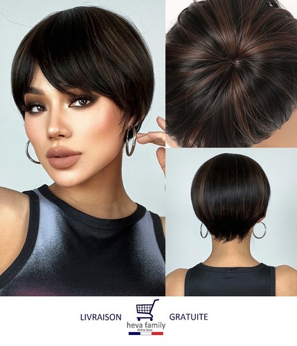 Perruque femme brun foncé - femme,