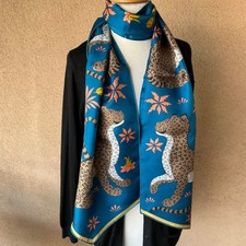 Hermes  Silk Scarf 70” Stole LES LEOPARDS by Christiane Vauzelle Unisex style