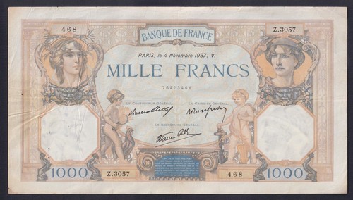 Billet france 1000 francs - 1000,