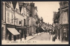 Old postcard Auxerre, La Rue du Temple, watchmaking 