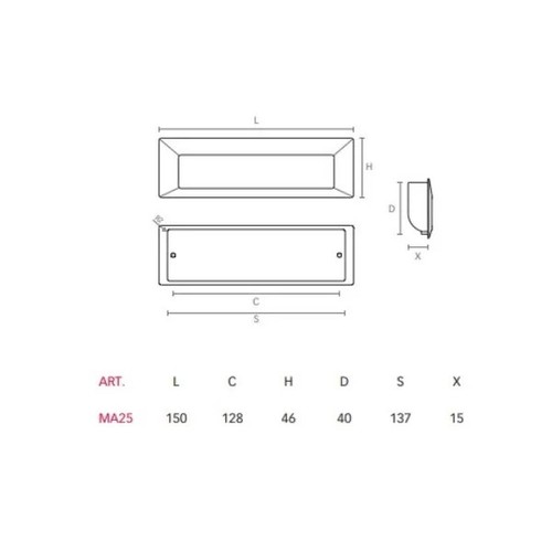 Maniglia mital ma25 - ma25, incasso