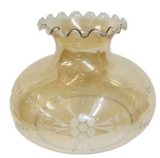 Marigold Lustre Glass Etched Floral Hurricane GWTW Top Lamp Shade 9 5/8" Fitter
