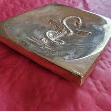 Bronze Ramasse-monnaie Vide-poche Pharmacie Vintage Ancien Signé 21x18cm 1435g