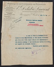 BOUVAINCOURT (80) PICARDY COPPER FACTORY ""E. DELABIE & LAURENT"" in 1921