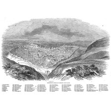 Brunetti's Model of Ancient Jerusalem with key - Antique Print 1847